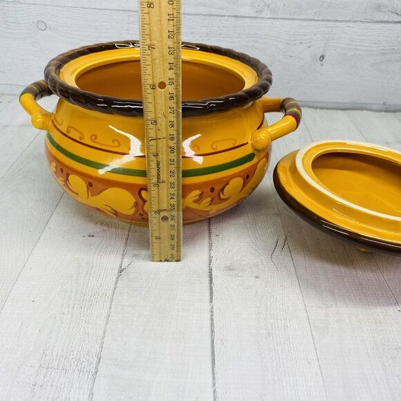 Celebrating Home TUSCAN  Oven Safe Stoneware 4 qt Bean Pot Handle Casserole Dish - Picture 8 of 12